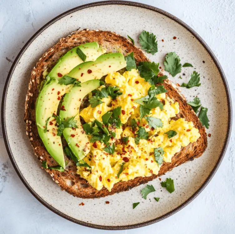 Scrambled eggs with avocado