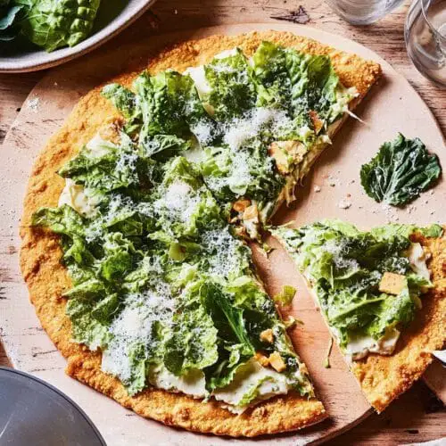 chicken crust caesar salad pizza