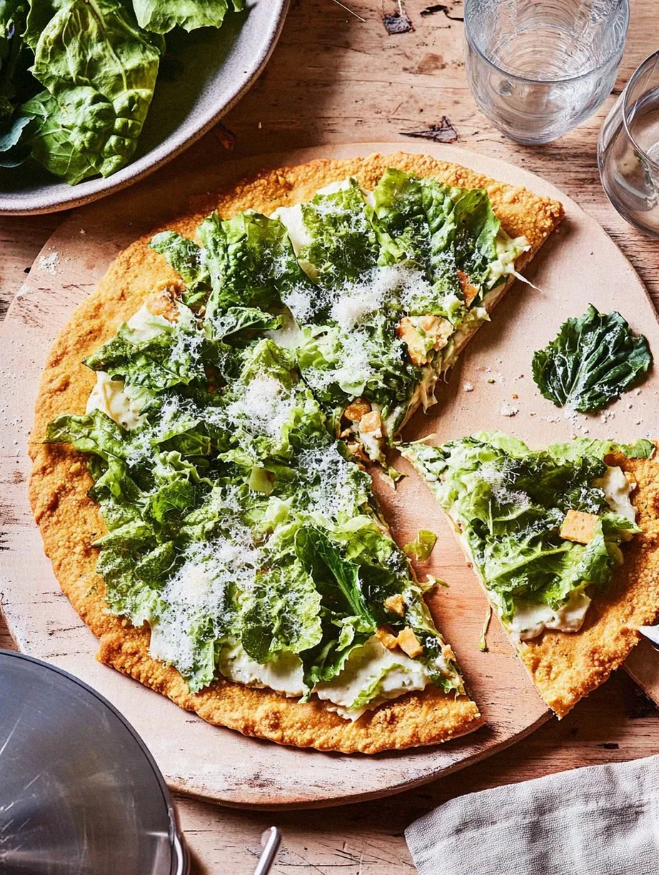 chicken crust caesar salad pizza