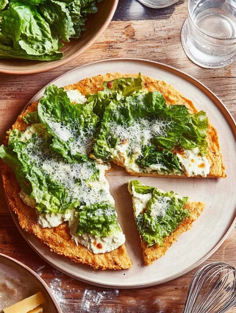 chicken crust caesar salad pizza recipe