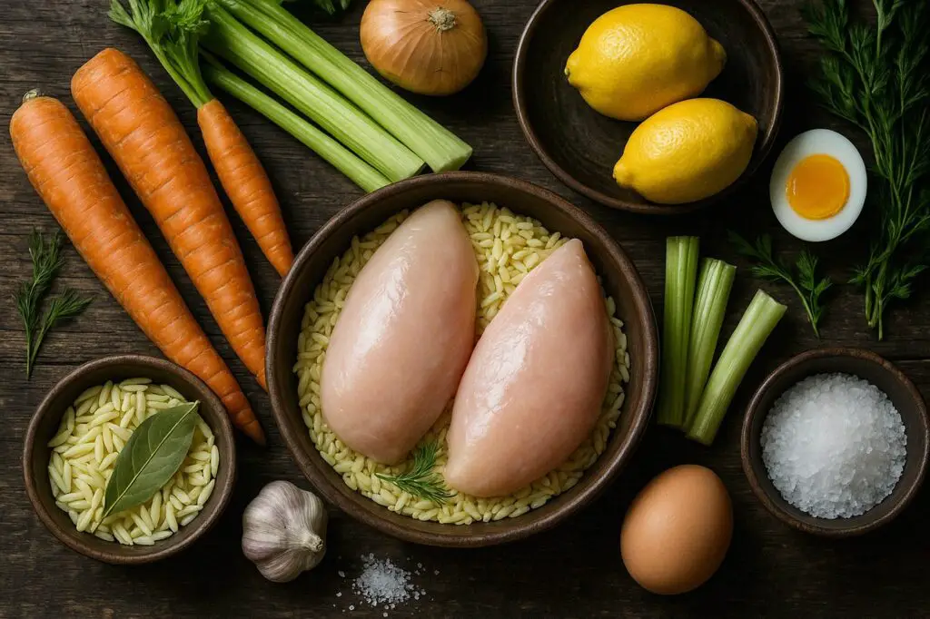 Ingredients for healthy lemon chicken soup Ingredients for healthy lemon chicken soup