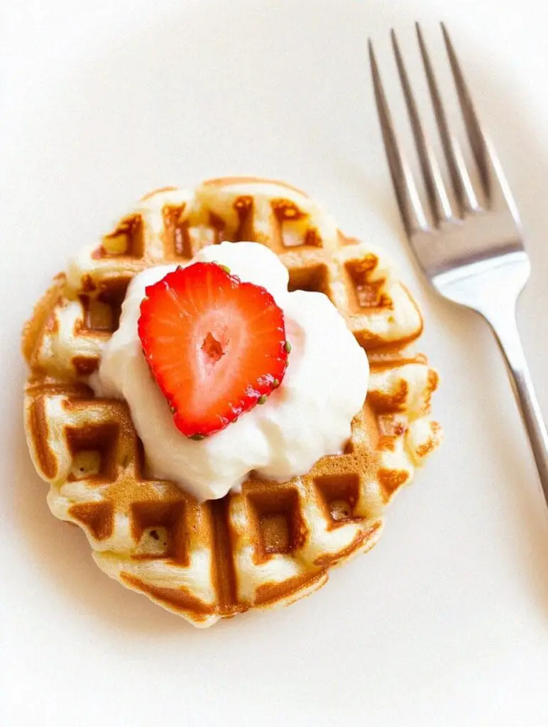 Strawberry Protein Waffles with Maple Syrup and Butter