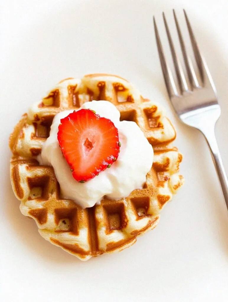 Strawberry Protein Waffles with Maple Syrup and Butter